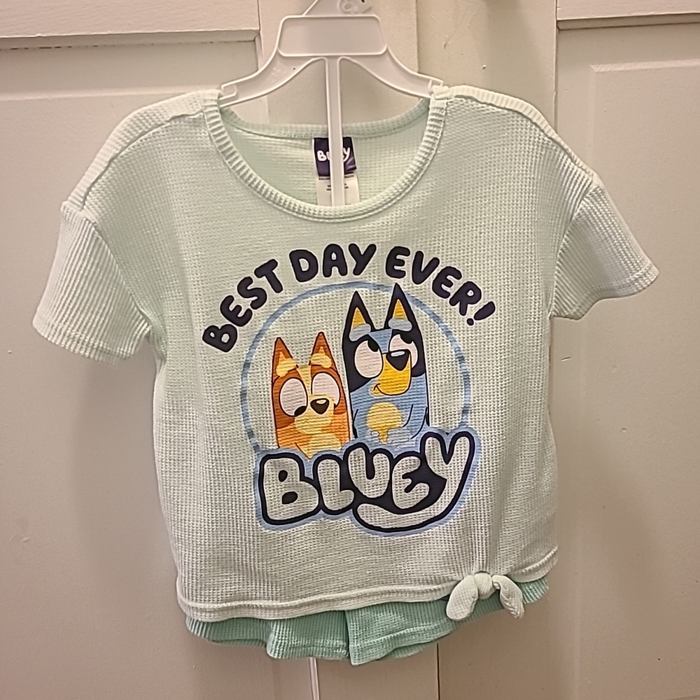 Bluey Kids Mint Short Sleeve Matching Set - Best Day Ever